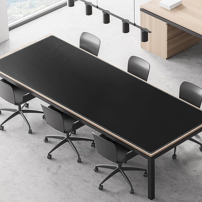 CENNBIE MAX220 86.6" x 39.4" Leather Desk Mat Protector, Extra Large Leather Desk Pad for Full Desk - XXL Super Large Mouse Pad (Black)