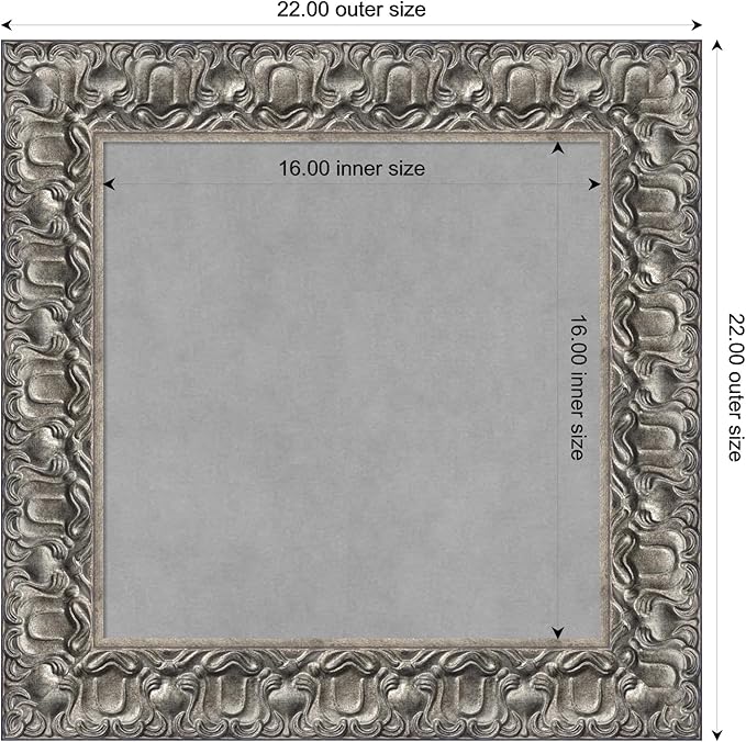 Amanti Art Silver Framed Magnetic Board 22x22 Small Vision Board for use with Magnets, 100% Metal Sheet to Display Items as Office Decor or for Home Organization in mudroom, Kitchen or Kids Room