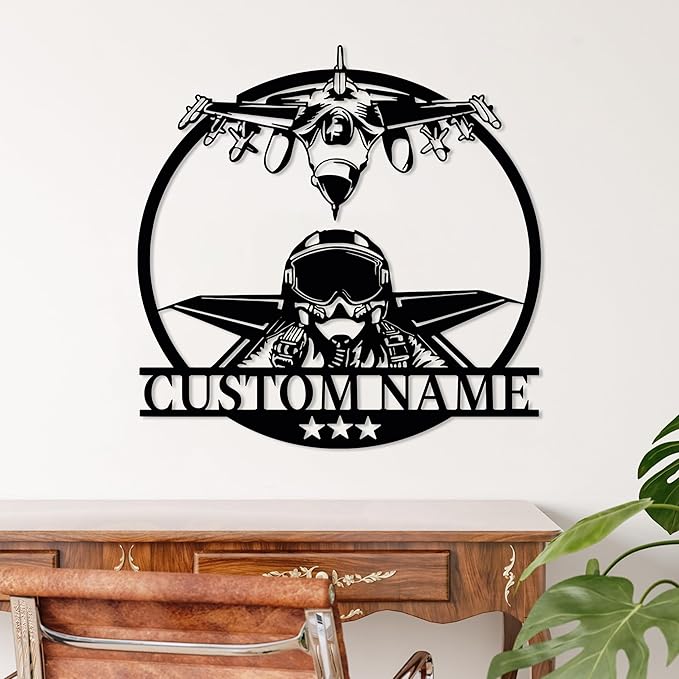 Personalized Metal Airplane Wall Art, Airplane Name Sign, Customized Pilot Name Sign, Airplane Hangar Sign Decor, Aviation Home Office Decor, Large Outdoor Decor, Pilot Gifts, Aircraft Lovers Gift