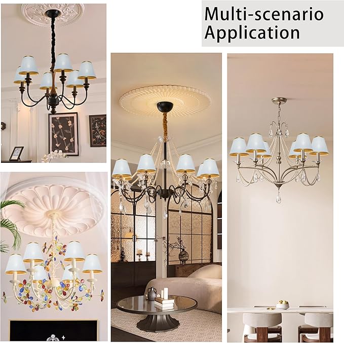 TAaMTYH small lamp shade chandelier shades set of 6，Fabric Lampshade for Wall Lamp，chandelier shades，small tadle lamps，For Cutting Edge bulbs, Clip-on Fitter Lampshade，3" X 6" X 5"