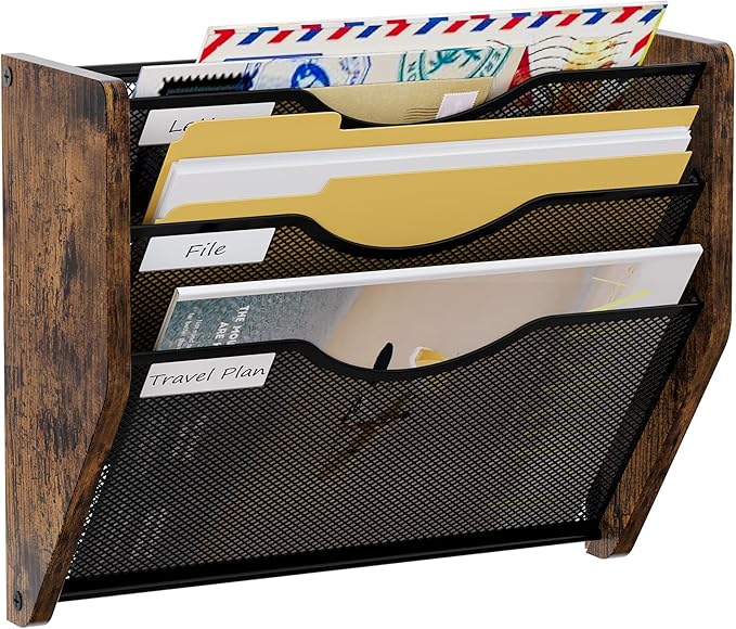 PAG-Mass Hanging Wall Files Organizer, 3 Tier Mail Organizer Wall Mounted,Hanging File Holder,Magazine Rack for Documents,Magazine,Literature,File,Mails,Envelopes