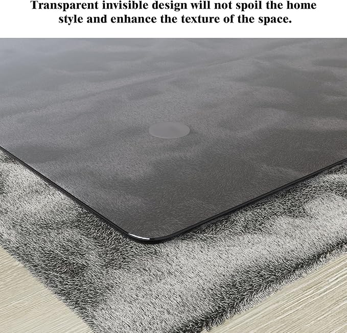 Koonmi Tempered Glass Chair Mat for Hardwood Floors & Carpets, 46" x 46“ Grey Heavy Duty Office Floor Protector, Scratch & Dust Concealing, Noise-Free for Home Office Desk