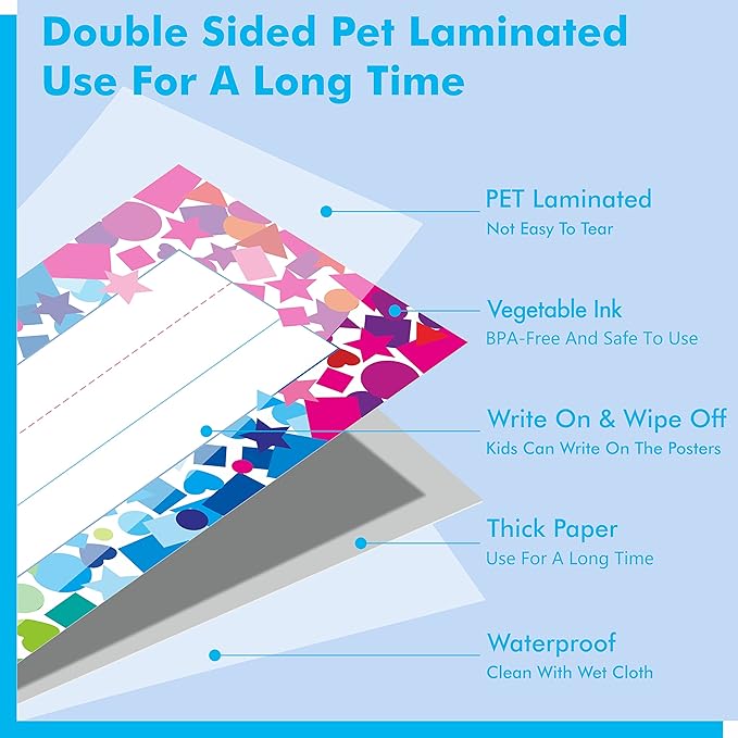 40PCS Desk Nameplates, Double Sided PET Film Confetti Desk Name Tags Erasable & Reusable Traditional Manuscript Name Plate Classroom Decoration for School Student (10” x 2.8”)