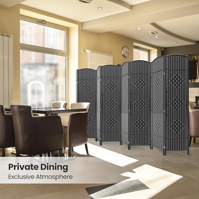 Cocosica 8 Panel Room Divider,6Ft Folding Privacy Screen,Tall - Extra Wide Foldable Panel Partition Wall Divider with Diamond Double-Weaved Hand-Woven Design Room Screen Divider