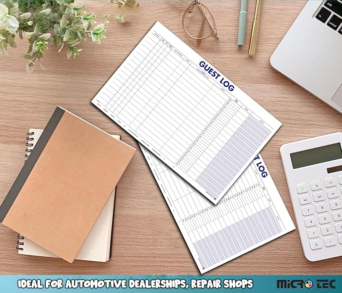 Guest Log Book for Automotive Dealerships – Customer Sign-in Tracking Log – 17" × 11" Visitor Registration Book – 100-Sheet Pad for Auto Service Centers, Repair Shops, Lead Management - 4 Pad
