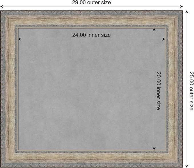 Amanti Art Silver Framed Magnetic Board 25x29 Medium Vision Board for use with Magnets, 100% Metal Sheet to Display Items as Office Decor or for Home Organization in mudroom, Kitchen or Kids Room