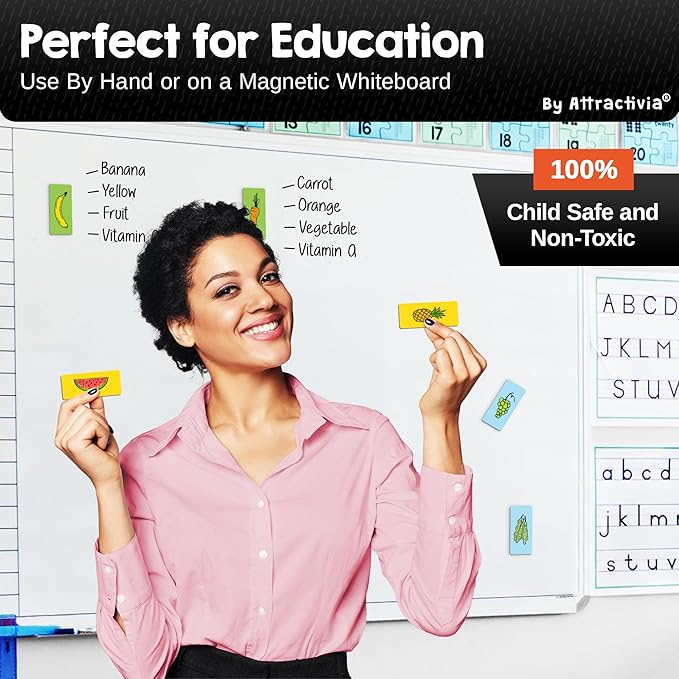 Attractivia Dry Erase Magnetic Labels 2.8 x 1.2 in, Solid Colors, Dry Erase Magnets, 60-Pack, Colored Erasable Write-On All-Purpose Labels, for Office, Education, Home, Whiteboard