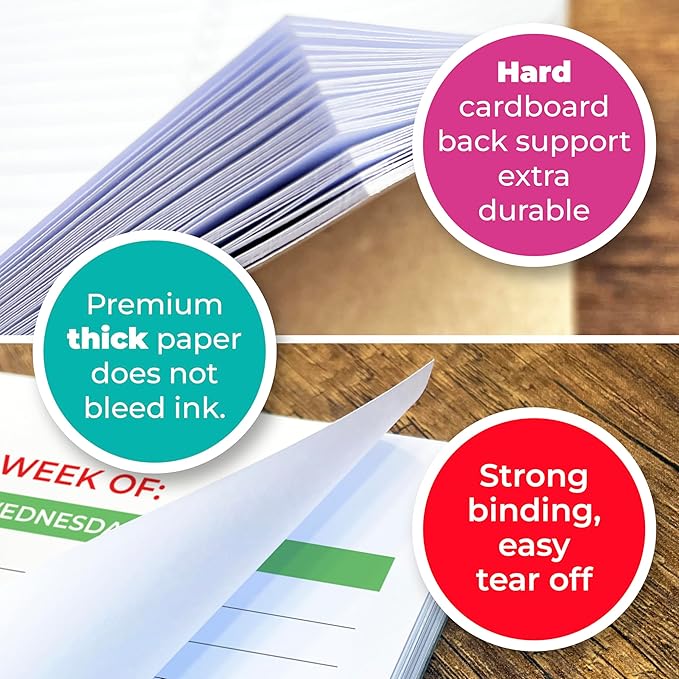 Weekly Planner Notepad, Weekly To Do List Notepad, Tear Off Undated Weekly Planner Pad, 11.5" x 8", Premium Thick Paper with Cardboard Back Support, Desk Planner for Office & Home, Vivid Color Design.