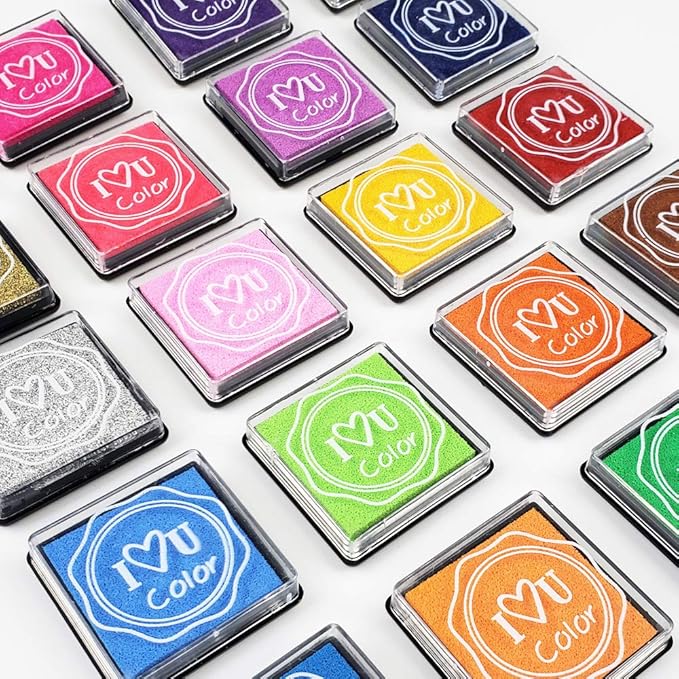 GTLZLZ Ink Pads for Kids, 20 Colors Craft Ink Pad, Washable Finger Ink Pads for Stamps, Paper, Scrapbooking, Wood Fabric