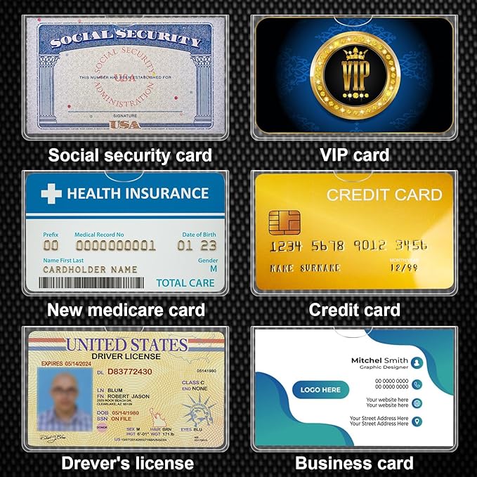 20 Pack Social Security Card Protector Medicare New Credit Card Holder,24 Mil Soft Clear Card for Waterproof SSN Card Protector，ID/Debit/Credit Card Covers
