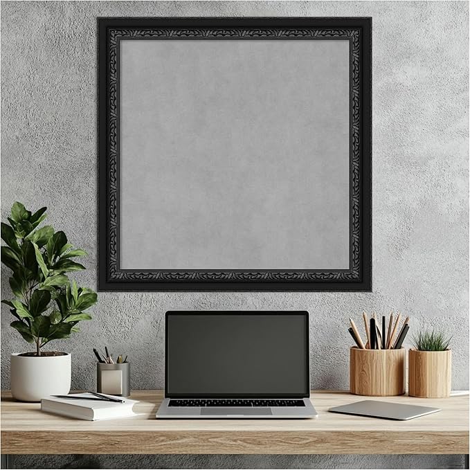 Amanti Art Black Framed Magnetic Board 24x24 Medium Vision Board for use with Magnets, 100% Metal Sheet to Display Items as Office Decor or for Home Organization in mudroom, Kitchen or Kids Room