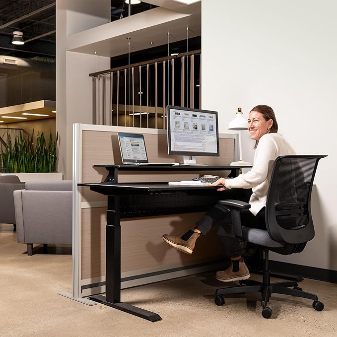 Stand Up Desk Store Oakwood Aesthetic Modular Walls | Room Divider Wall with Durable Woodgrain-Inspired Finish | Modular Office Partition Wall for Offices, Classrooms, and Coworking 70" W x 48" H