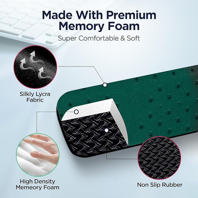 EdgeRest PostureUp L-Shaped Desk Long Wrist Rest Elbow, Forearm & Wrist Comfort Support for Table or Desk Edge, Non-Slip, Memory Foam Padding, Ergonomic Design for Work, Universal Fit, Forest Green