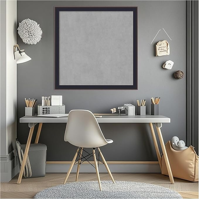 Amanti Art Black Framed Magnetic Board 27x27 Medium Vision Board for use with Magnets, 100% Metal Sheet to Display Items as Office Decor or for Home Organization in mudroom, Kitchen or Kids Room