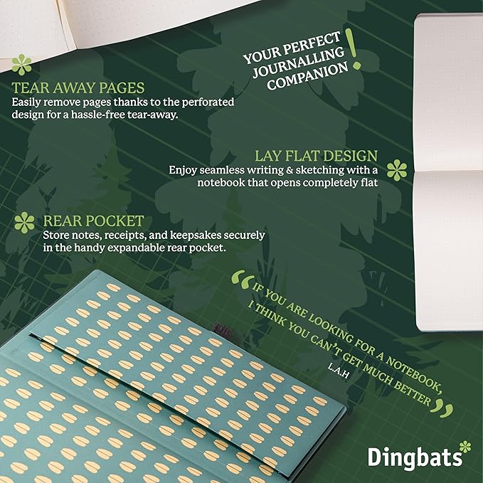 Dingbats* - Wildlife Dotted Extra Large A4 Notebook - PU Leather Hardcover Journal for Work, Writing - Pocket, Elastic Closure, Pen Holder, Bookmark