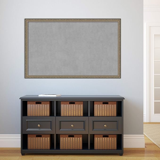 Amanti Art Silver Framed Magnetic Board 26x42 Large Vision Board for use with Magnets, 100% Metal Sheet to Display Items as Office Decor or for Home Organization in mudroom, Kitchen or Kids Room
