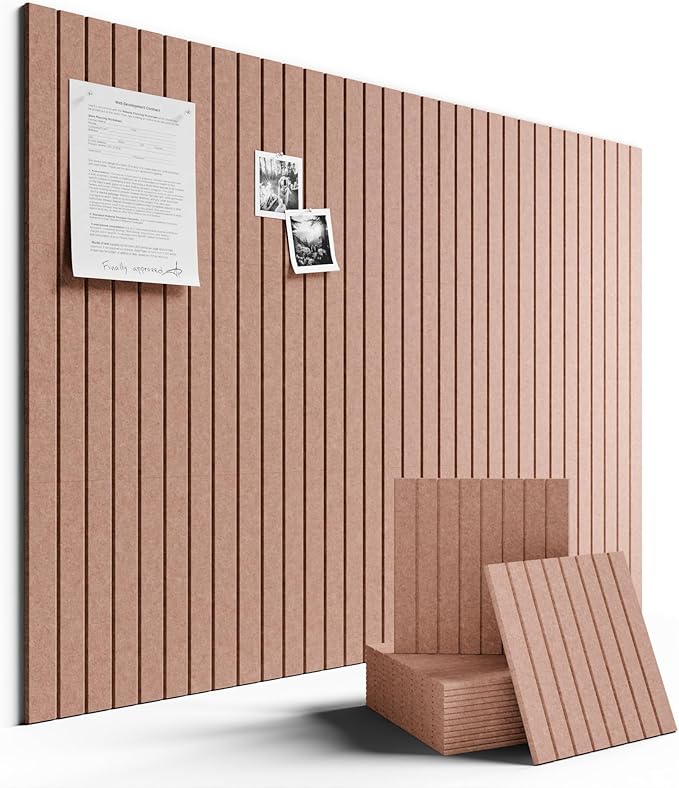 Large Felt Bulletin Board 48" x 36" Cork Board Alternative-12 Pack with 70 Safe Removable Adhesive Tabs, Felt Boards for Walls Bulletin Boards for Home Office Classroom Pin Board-Terracotta
