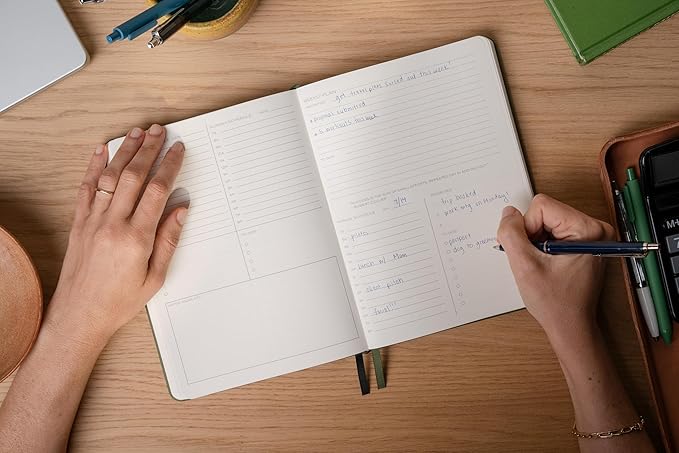 Anecdote 2026 Planner: 52 Week Daily Planner, Yearly, Monthly & Weekly Workflow for Planning Your Success – Vegan Leather Hardcover, Start Anytime & Achieve your Goals - Dutch Blue