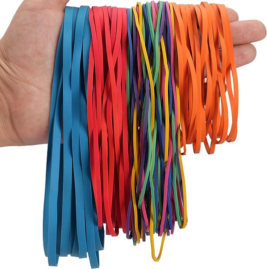 Rubber Bands Assorted Sizes Multicolor 0.5lbs 4 sizes large rubber bands heavy duty Elastic Bands for Office supplies size#117A,size#117B,size#8in,size(4-4/5" x 1/8")