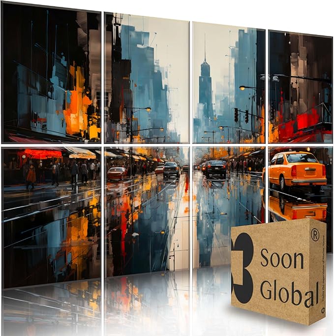 Soon Global 8-Pack Acoustic Panels, Soundproof Wall Panels, 48 X 32 Inches Sound Absorbing Panels, Decorative Acoustical Wall Panels, Acoustic Treatment for Recording Studio, Urban Pulse