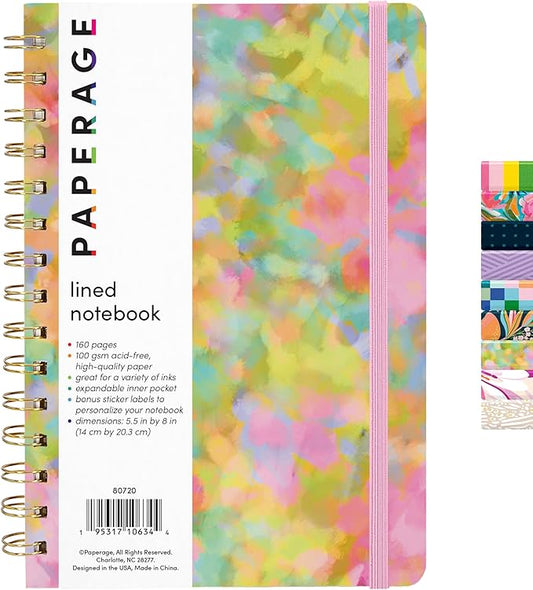 PAPERAGE Lined Spiral Journal Notebook, (Whimsical Garden), 160 Pages, Hardcover Journal for Women & Men, Medium 5.5 in x 8 in - 100 GSM, Thick Paper, Spiral Notebook for Work, School & Journaling