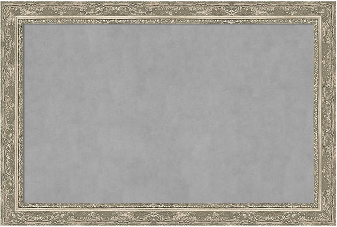 Amanti Art Silver Framed Magnetic Board 24x36 Large Vision Board for use with Magnets, 100% Metal Sheet to Display Items as Office Decor or for Home Organization in mudroom, Kitchen or Kids Room