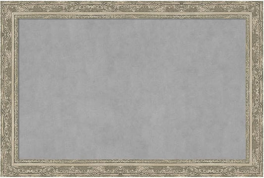 Amanti Art Silver Framed Magnetic Board 24x36 Large Vision Board for use with Magnets, 100% Metal Sheet to Display Items as Office Decor or for Home Organization in mudroom, Kitchen or Kids Room