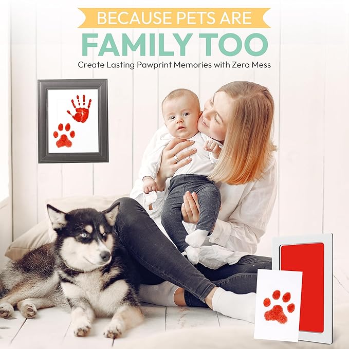Extra Large Clean Touch Ink Pad for Baby Handprints and Footprints – Inkless Infant Hand & Foot Stamp – Safe for Babies, Doesn’t Touch Skin – Perfect Family Memory or Gift by Tiny Gifts, Red