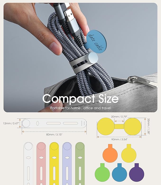 45Pcs Nearockle Cable Labels and Silicone Cable Ties Value Cable Management Set, 30 Cable Ties+15 Cord Labels for Electronics, Travel Home Office Desk Wire Organization(Multicolor)