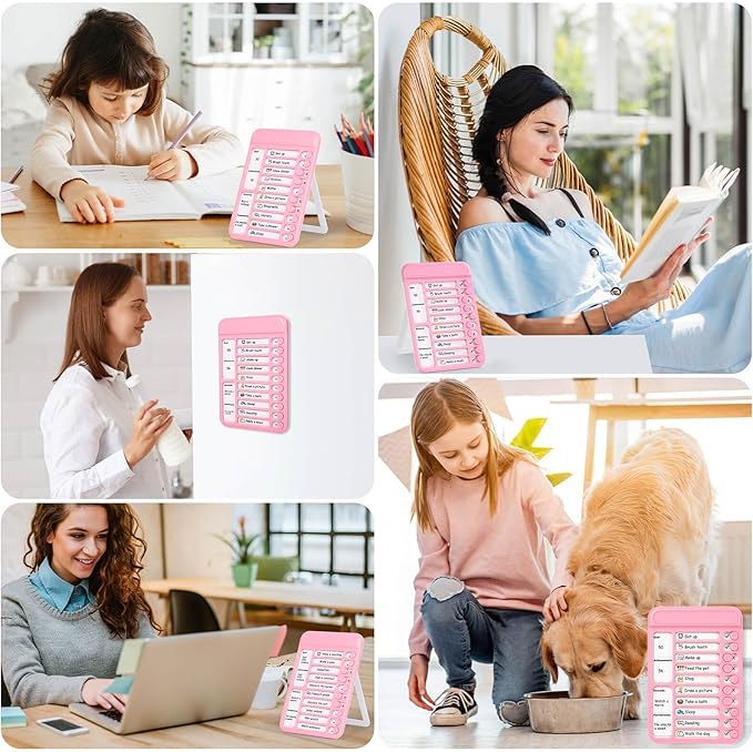 Audab Dry Erase Chore Chart for Kids, Magnetic Checklist Board, My Chores Slider Chart to Do List Board, Routine Reward Chart Schedule Board Task Tracker for Home Refrigerator, Wall, Desk (Pink)