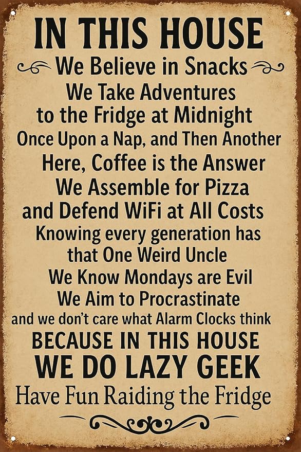 Vintage Funny Metal Tin Sign In This House We Do Geek Magic 8x12 Inches Poster Wall Decor Home Office Bar Garage Cafe Hotel Man Cave Club (Earth Tones-1)