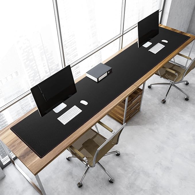 ZORESYN Extra Large Desk Mat (70.9 "x15.8) - PU Leather Multipurpose Table Pad for Dining Table, Coffee Table, Office & Home - Waterproof Desk Mat for Keyboard, Mouse, and Writing (Black)