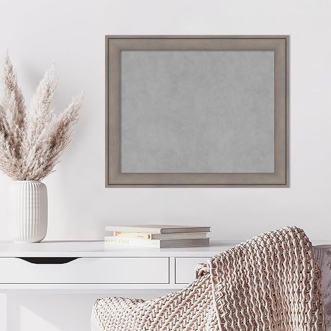 Amanti Art Grey Framed Magnetic Board 19x23 Small Vision Board for use with Magnets, 100% Metal Sheet to Display Items as Office Decor or for Home Organization in mudroom, Kitchen or Kids Room