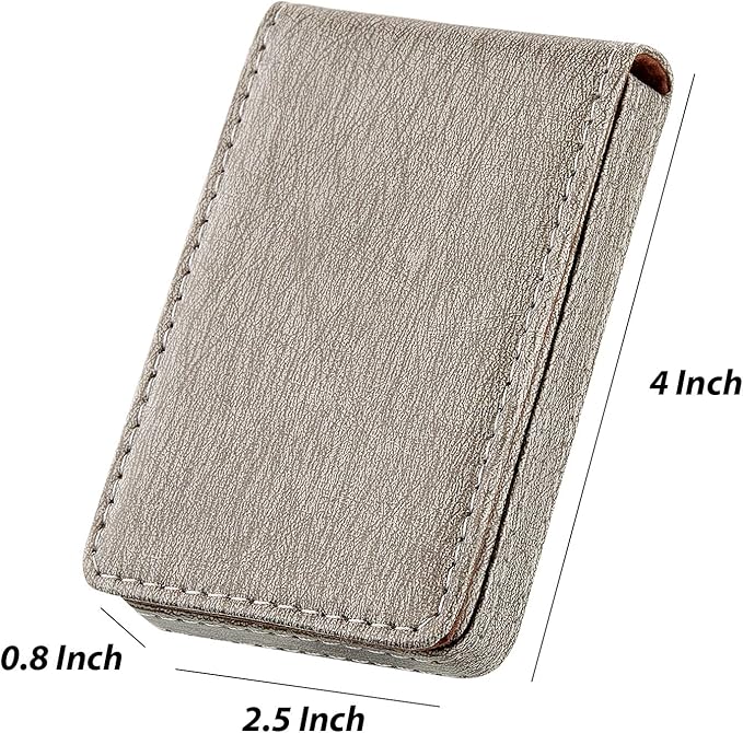 Outus 2 Pieces Business Card Holder, PU Leather Business Card Case Pocket Wallet with Magnetic Shut for Christmas Gift Men Women(Coffee and Gray,Classic)