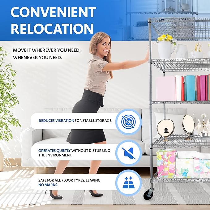 CRESCENT 48" W Storage Shelves 4000LBS Metal Shelving 5 Tier Wire Shelving Unit Garage Shelving Heavy Duty Metal Shelves for Storage Rack Commercial Adjustable Pantry Shelf, 48" W X 24'' D X 76" H