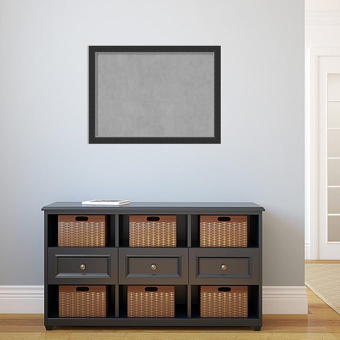 Amanti Art Black Framed Magnetic Board 23x31 Medium Vision Board for use with Magnets, 100% Metal Sheet to Display Items as Office Decor or for Home Organization in mudroom, Kitchen or Kids Room