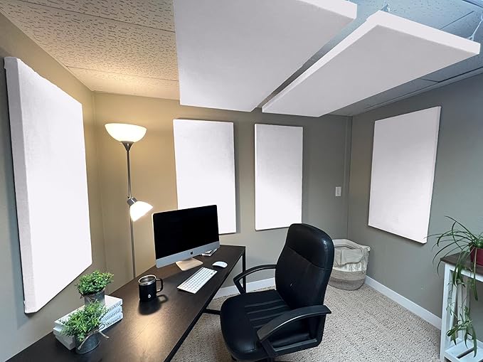 ATS Acoustics Home Office Residential Acoustic Treatment Room Kit Sound Absorbing Acoustic Panel 6 Pack for 50-100 Sq Ft (Snow)