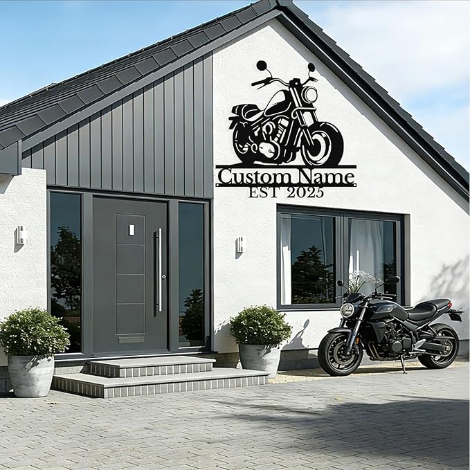 Custom Motorcycle Metal Sign Personalized Biker Name Sign Motorcycle Wall Art Motorbike Signs Garage/Man Cave Decor Gift for Bikers Men Husband