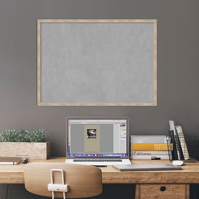 Amanti Art Silver Framed Magnetic Board 21x29 Medium Vision Board for use with Magnets, 100% Metal Sheet to Display Items as Office Decor or for Home Organization in mudroom, Kitchen or Kids Room
