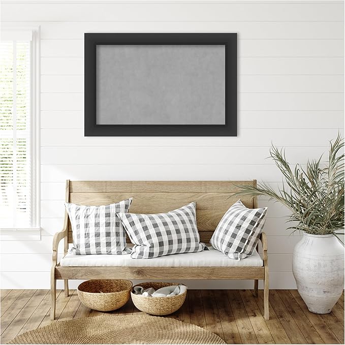 Amanti Art Black Framed Magnetic Board 25x37 Large Vision Board for use with Magnets, 100% Metal Sheet to Display Items as Office Decor or for Home Organization in mudroom, Kitchen or Kids Room