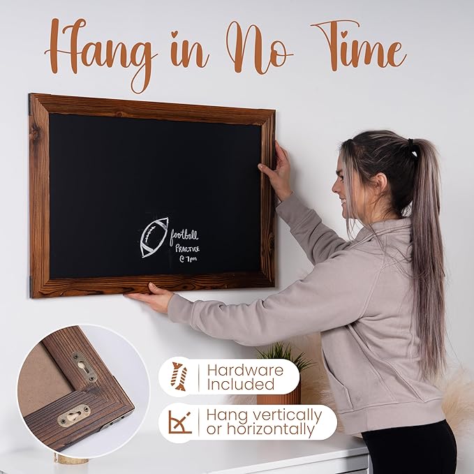 Loddie Doddie Magnetic Chalkboard Sign - 20 x 30 in Rustic Wood Frame - Easy-Erase Surface & Magnet Display - Magnetic Chalkboard Calendar - Rustic Magnet Board