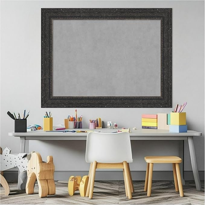 Amanti Art Black Framed Magnetic Board 25x33 Medium Vision Board for use with Magnets, 100% Metal Sheet to Display Items as Office Decor or for Home Organization in mudroom, Kitchen or Kids Room