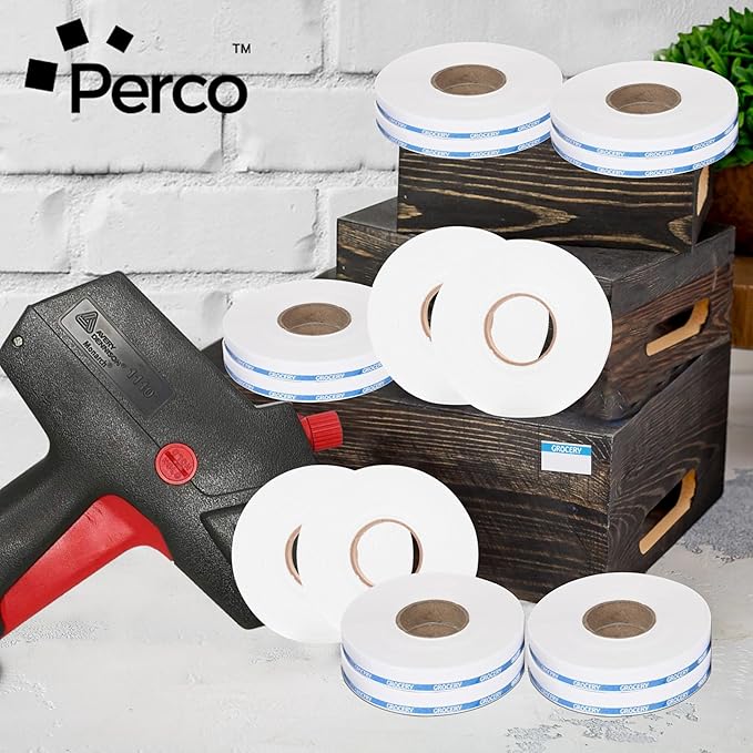 Perco Blue Reverse Print on White Grocery Labels to fit Monarch 1110 Price Gun, 4 Sleeves - 68,000 Labels