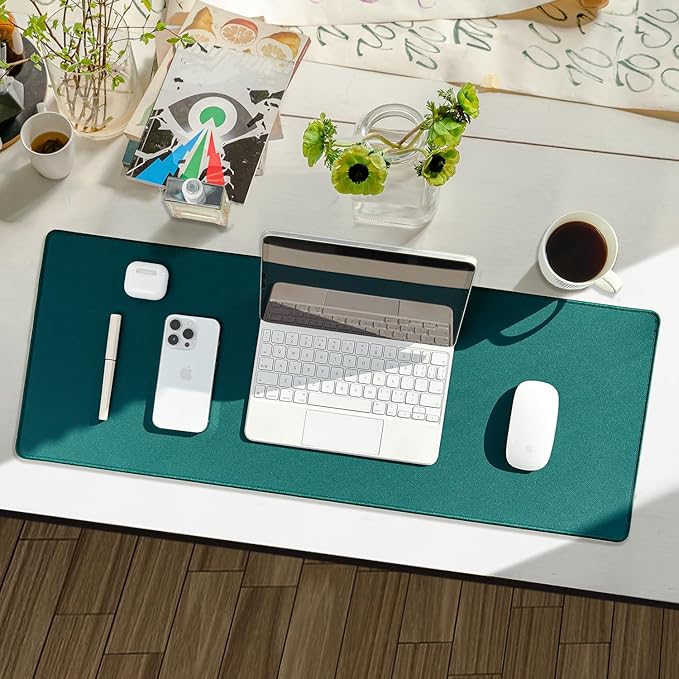 Reniteco Waterproof Large Gaming Mouse Pad with Durable Stitched Edges, Non-Slip Rubber Base, Grainy Jacquard Mouse Mat Desk Pad for Home Office Gaming, 31.5''x11.8''x0.12'', Matte Green