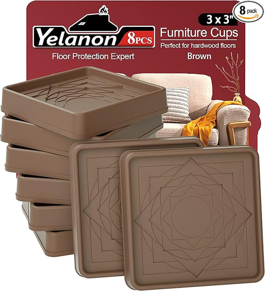 Furniture Coasters,8 Pcs 3" Furniture Caster Cups-Non Slip Furniture Pads Hardwoods Floors-Non Skid Furniture Grippers,Rubber Furniture Feet