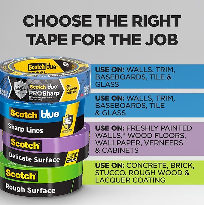 ScotchBlue PROSharp Painter's Tape 1 Inch Wide (0.94 in x 60 yd) 1 Roll Blue Tape Protects Surfaces and Removes Easily, Edge-Lock Tape for Indoor and Outdoor Use (2093+-24EC)