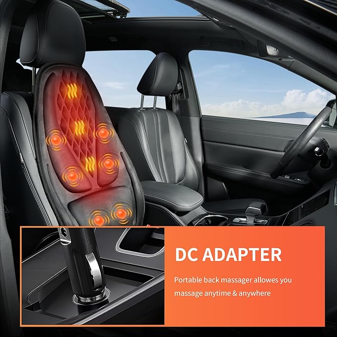 comrelax Back Massager with Heat, Seat Massager with 8 Powerful Vibration Motors, Portable Massage Chair Pad for Office Home Use, Gift for Men/Women/Family/Friends