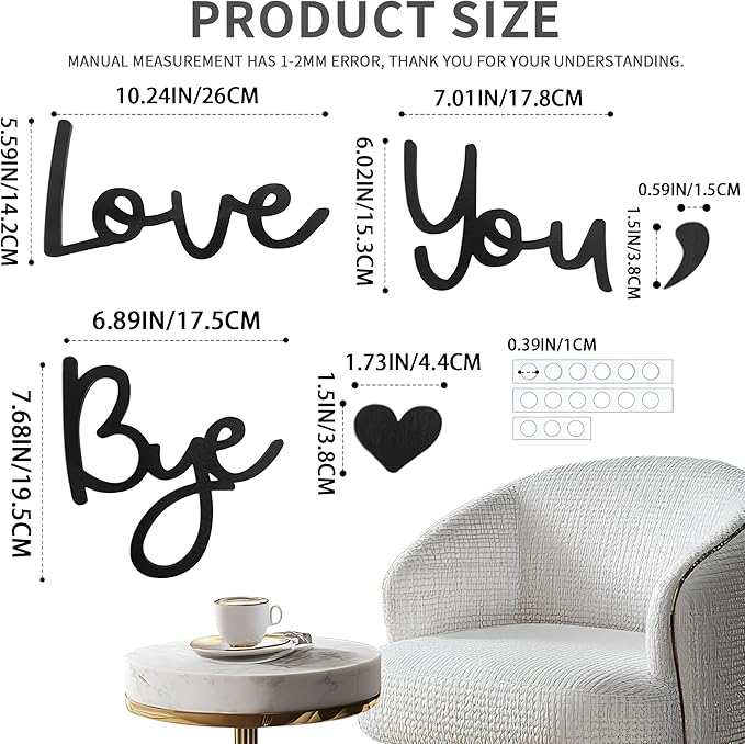 Large Love You Bye Wood Sign Home Decor,Above Door Topper Decoration,Boho Decor for Window Wall Express Love and Warm for Your Family Lovers,Wall Art Gift Hallway Entryway Decorations for House Office