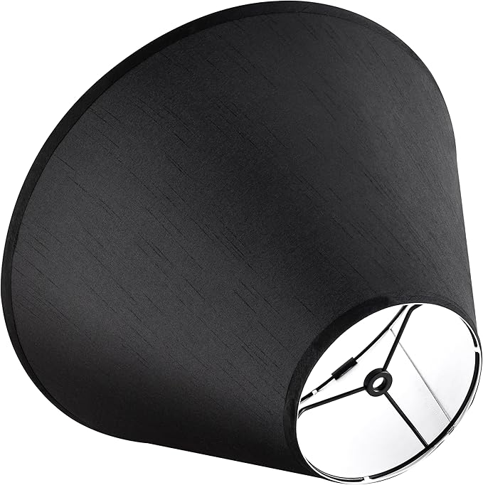 GO&SO Set of 2 Black Lamp Shade Fabric Large Lampshades,Barrel Lamp Shades 6.5 x 16.3 x 10.5 inch,Replacement Lamps Shades for Table Lamps,Floor Lamps,Spider Lamp Cover Handcrafted, Assembly Required