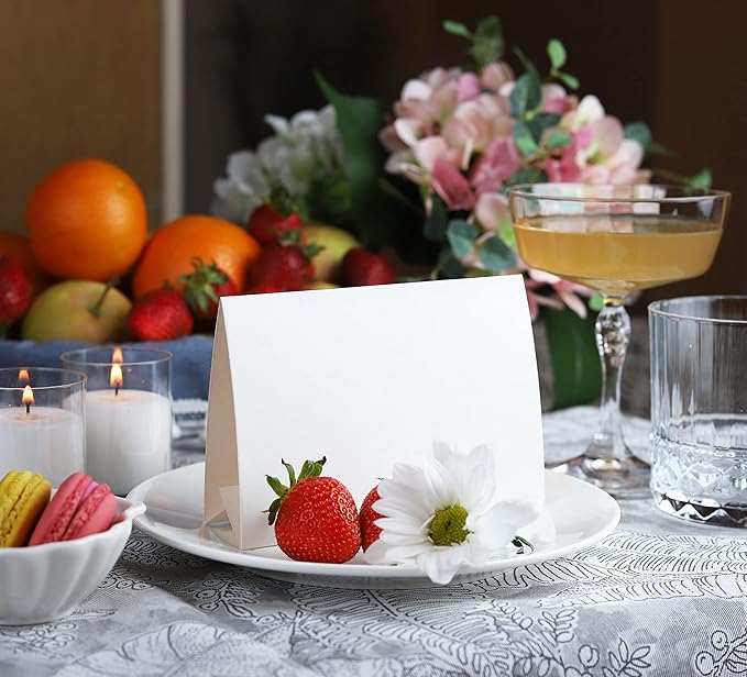 20 Pack White Blank Table Place Cards - Name Card for Weddings, Tent Signs for Food, Tags for Party Buffet, Blank Reserved Seating Card for Event, Name Place Card for Table Setting